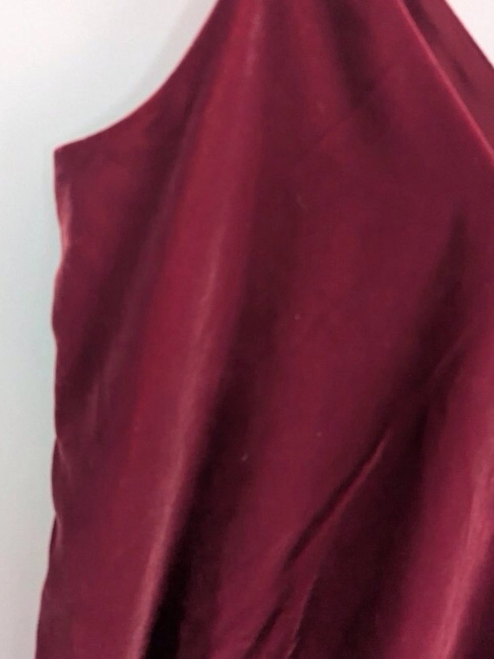 Women’s V-Neck Burgundy Satin Cami Tank Top - Picture 2 of 2